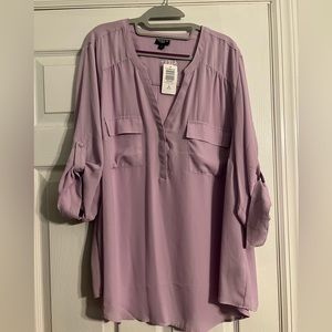 Torrid Harper Georgette Pullover 3/4 Sleeve Blouse Lavender NWT